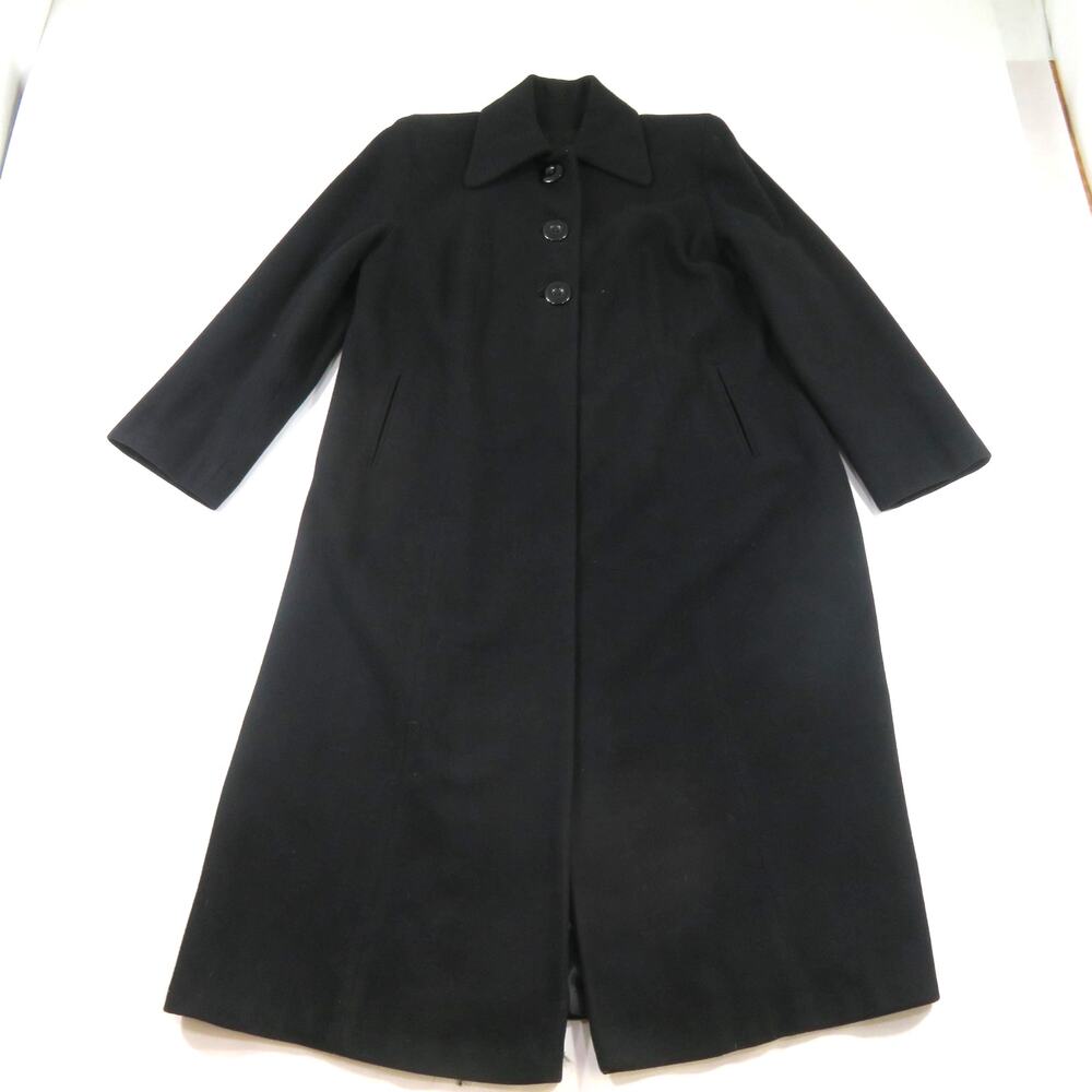 Western Duster Coat 3 Button Ranch Black Long Jacket Wool Sz S-M? 1960s-70s